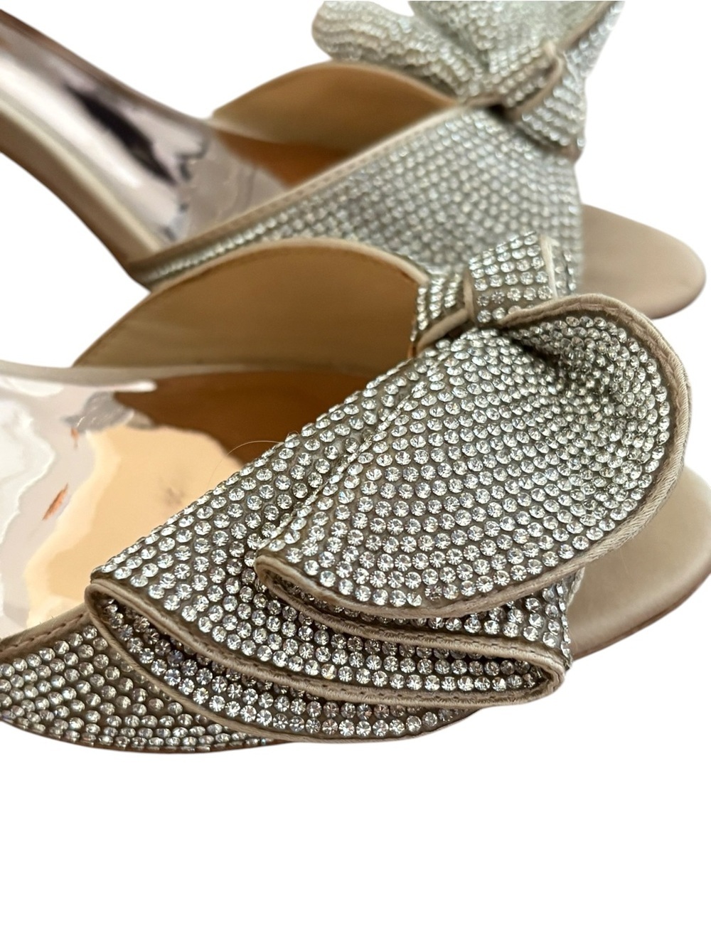 Badgley Mischka Remi Rhinestone Bow Champagne Ankle-Strap Heel - Picture 8 of 16